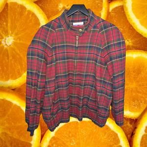 Vintage Pendleton Red Plaid‎ 100% Virgin Wool Jacket Size XL